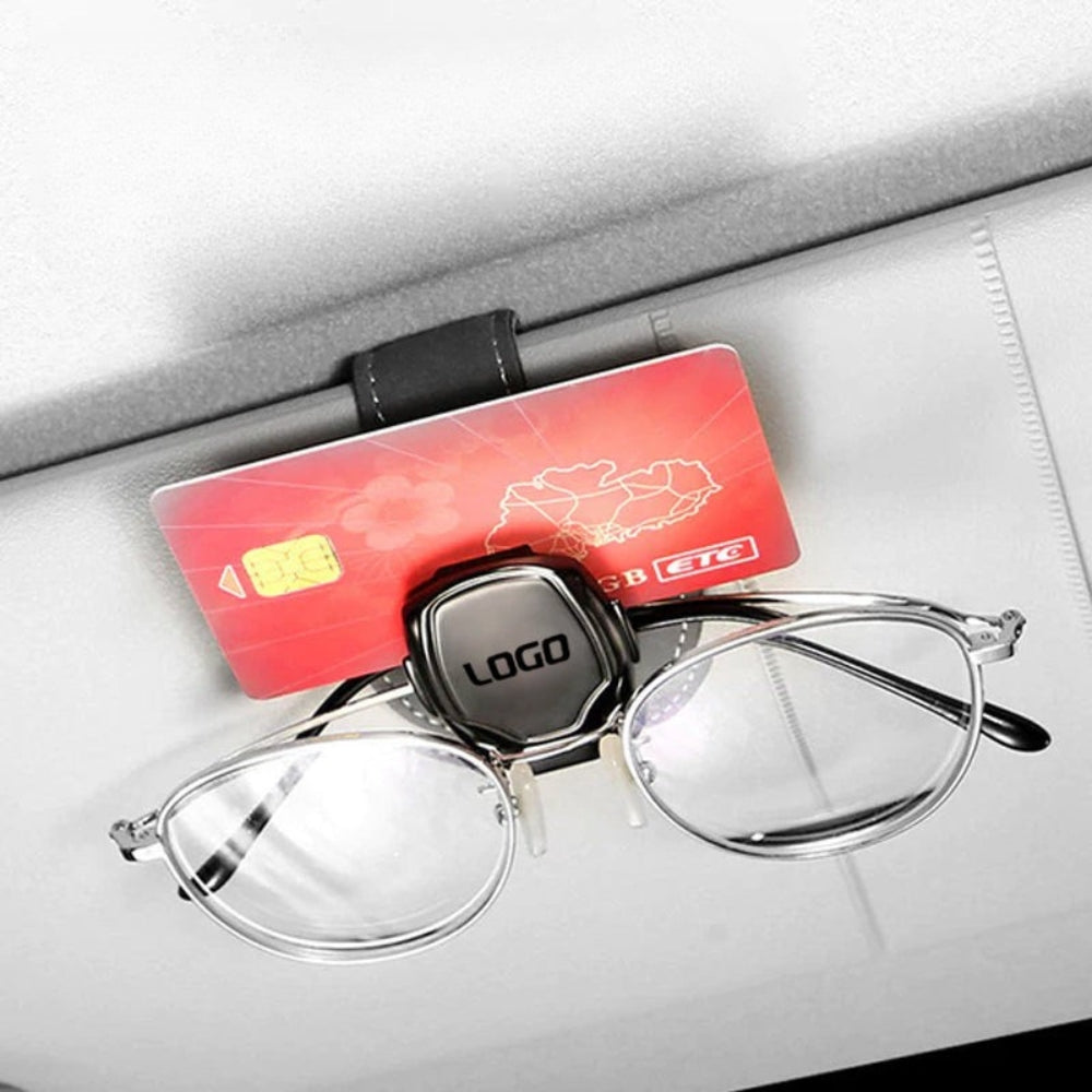 車のロゴ入り スエード製多機能メガネクリップ